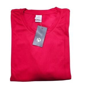 Men's Performance Stretch Long Sleeve Round Neck Jersey T Shirt US 3XL NWT Red